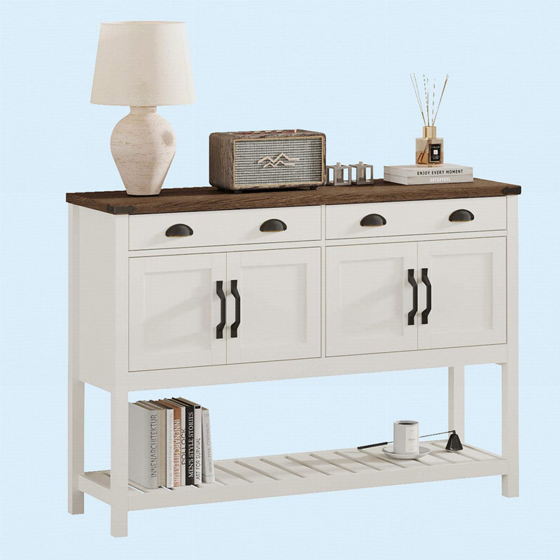 Console de rangement 47 po Modern Farmhouse, Blanc