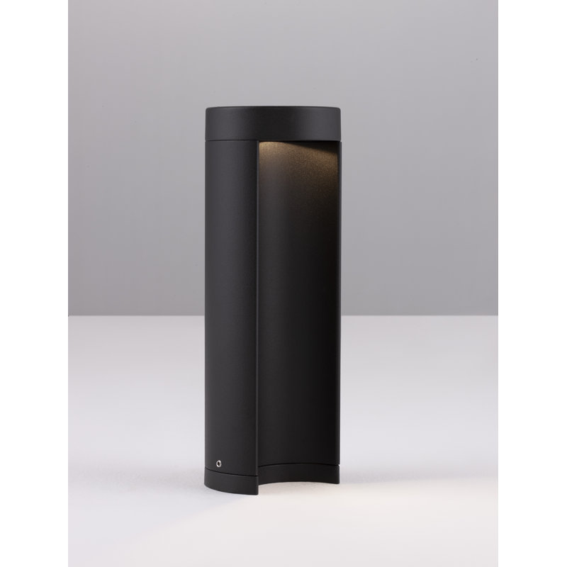 Black Integrated LED Metal Bollard Light, 25cm H x 9cm W x 9cm D