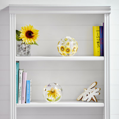 6" Glass LED Sunflower Table Piece
