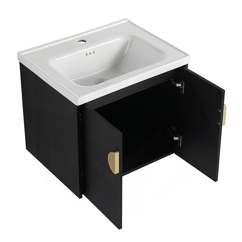 Meuble-lavabo à fermeture en douceur avec lavabo