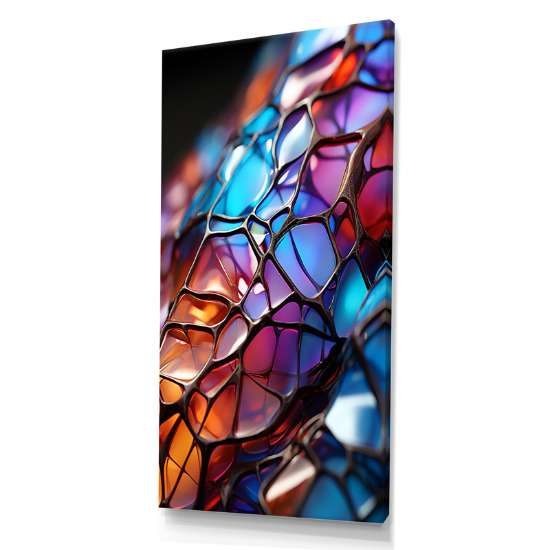 «Opalescent Abstract Fractal Glass Relief II», Toile tendue, H 60 po x l 28 po x P 1,5 po
