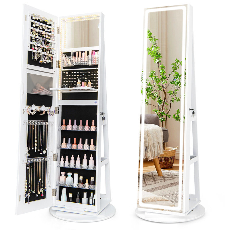 Anthonie Freestanding Jewelry Armoire, White