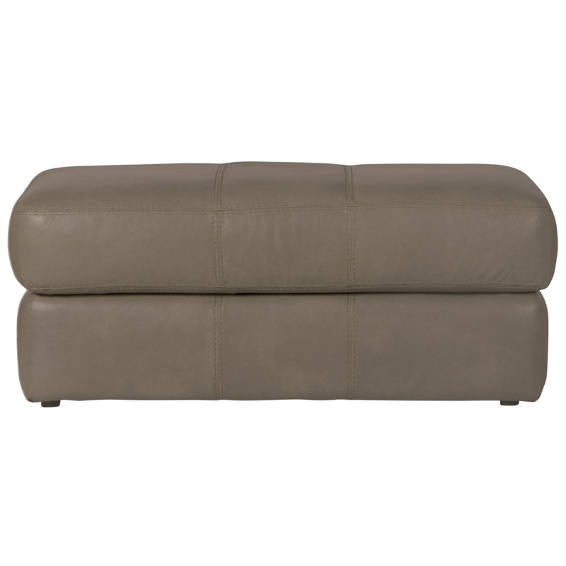 Jolaine Italian Leather Match Ottoman, Beige Leather Match