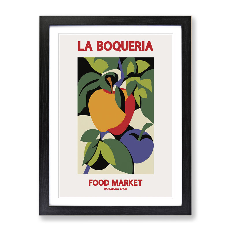 La Boqueria Food Market Exhibition 4 - Single Picture Frame Print on Wood, 64cm H x 46cm W x 2cm D