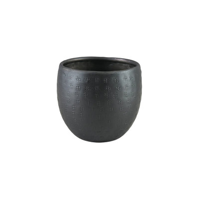 Avira Black Aluminum Planter Pot – Modern Round Metal Plant Container For Indoor & Outdoor Decor, Classic Table Centerpiece, 7" Diameter & 6" Tall
