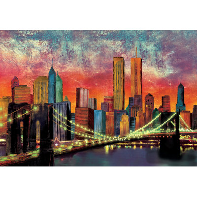NYC Night Skyline - Wrapped Canvas Print