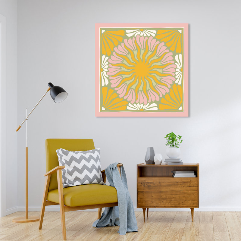 Art déco floral sur toile, H 30 po x l 30 po x P 0,8 po