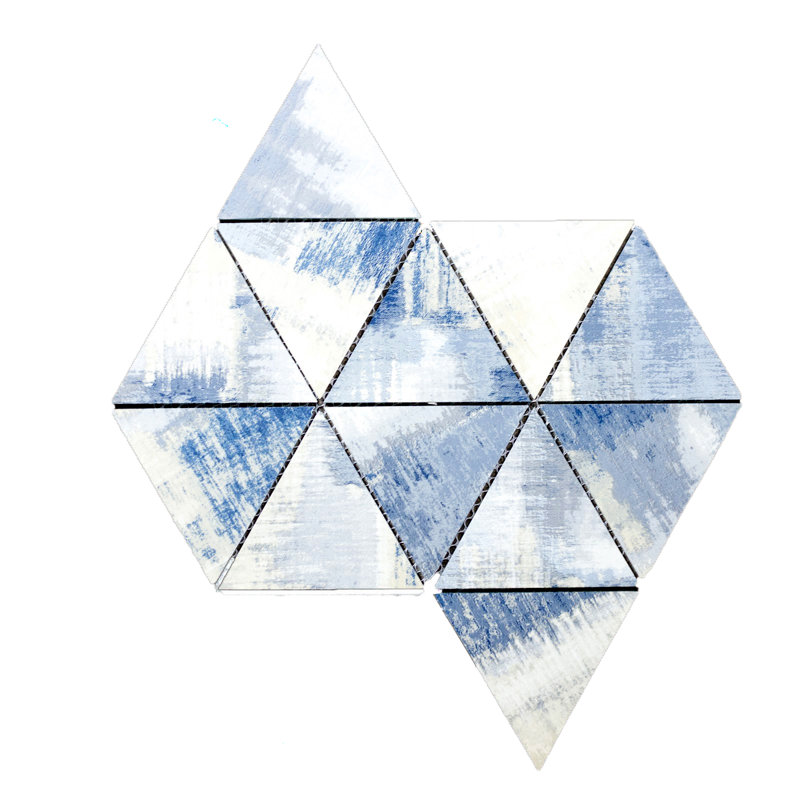 Nature 4 in. x 4.5 in. Marble Look Glass Straight Edge Triangle Mosaic Decorative Kitchen & Bathroom Wall Tile