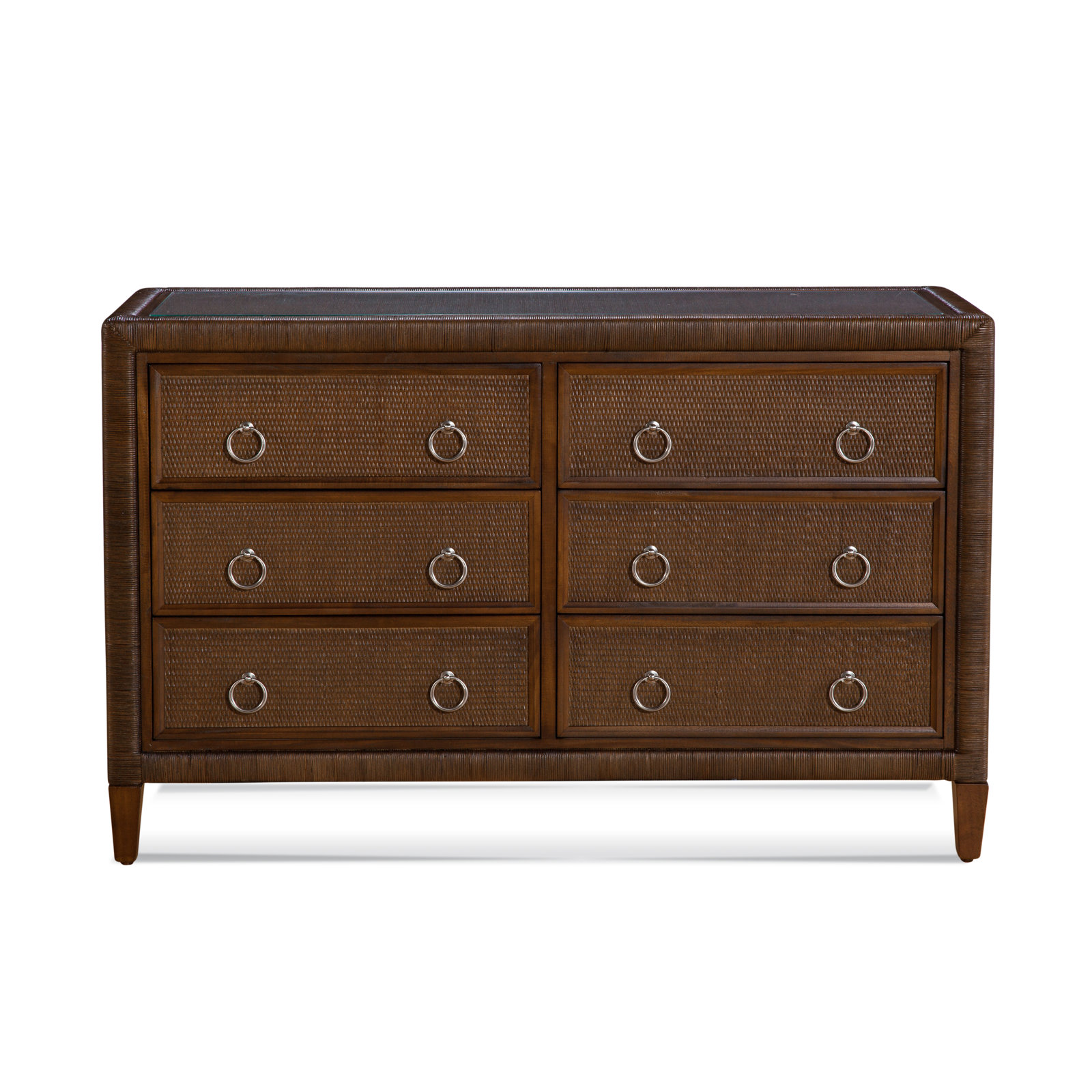 Warwick 6-Drawer 54" W Double Dresser, Bisque, Satin Nickel