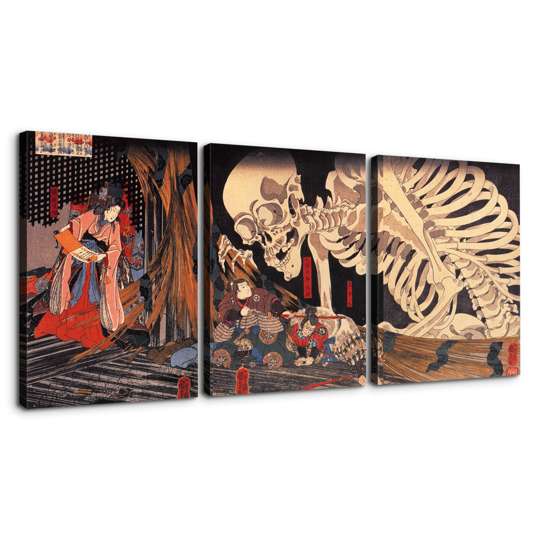 " 3 Panels Framed Canvas Japanese Wall Art Decor,3 Pieces Ukiyo-e Painting Decoration Painting For Chrismas Gift, Office,Dining Room,Living Room, Bathroom, Bedroom Decor-Ready To Hang " Trinx 