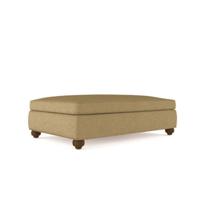 Repose-pieds de table Leroy, Imprimé bleu de lin à tissage carré, Brun foncé