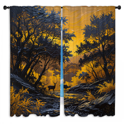 Rideaux obscurcissant et chevron obscurcissant jaune Sunset Forest - 2 panneaux