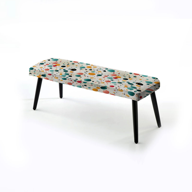Polka Dots Upholstered Black Bench, Delight Polka Dots Pattern