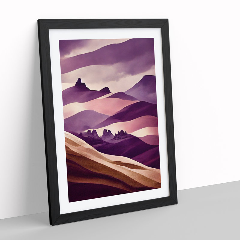 Surreal Abstract Mountain Landscape No.4 - Single Picture Frame Print, Black Framed, 64cm H x 46cm W x 2cm D
