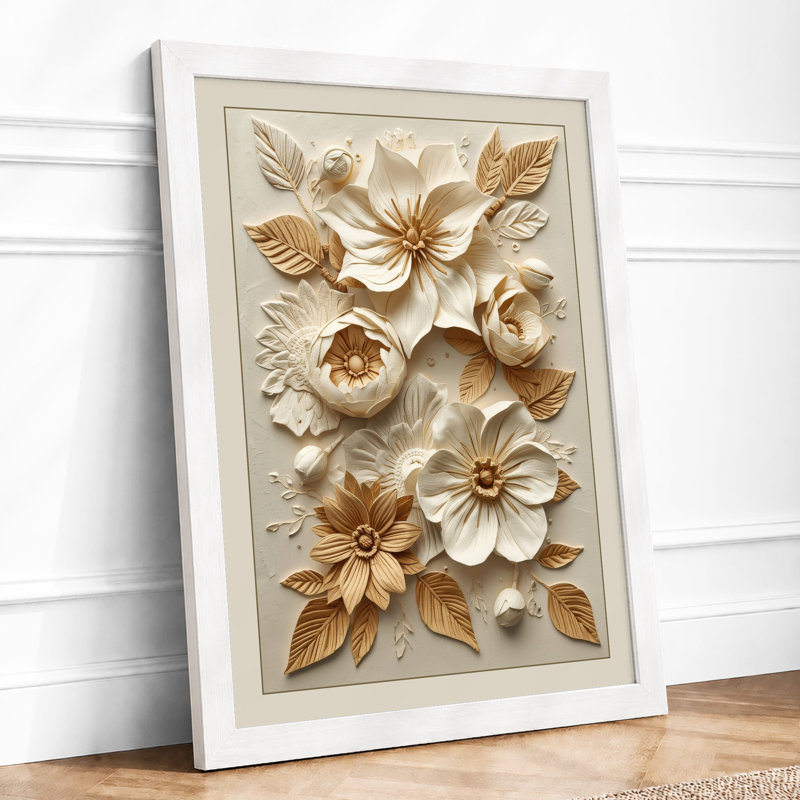 Sculptural Garden Botanical - Framed Print, A3 - 42.0 x 29.7 cm, White