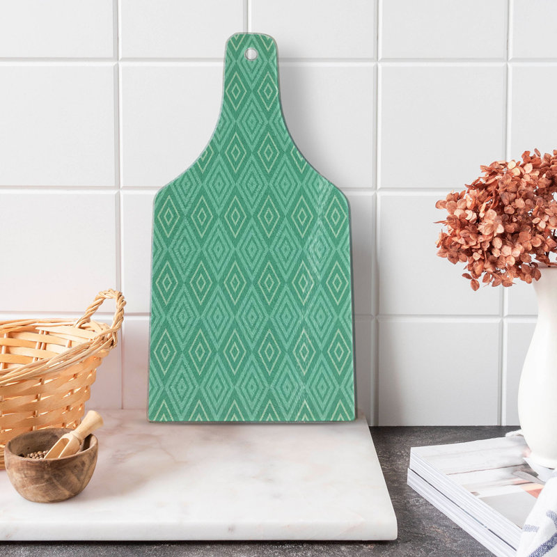 Ambesonne Mint Tempered Glass Cutting Board Nested Squares Pattern White Almond Green Mint