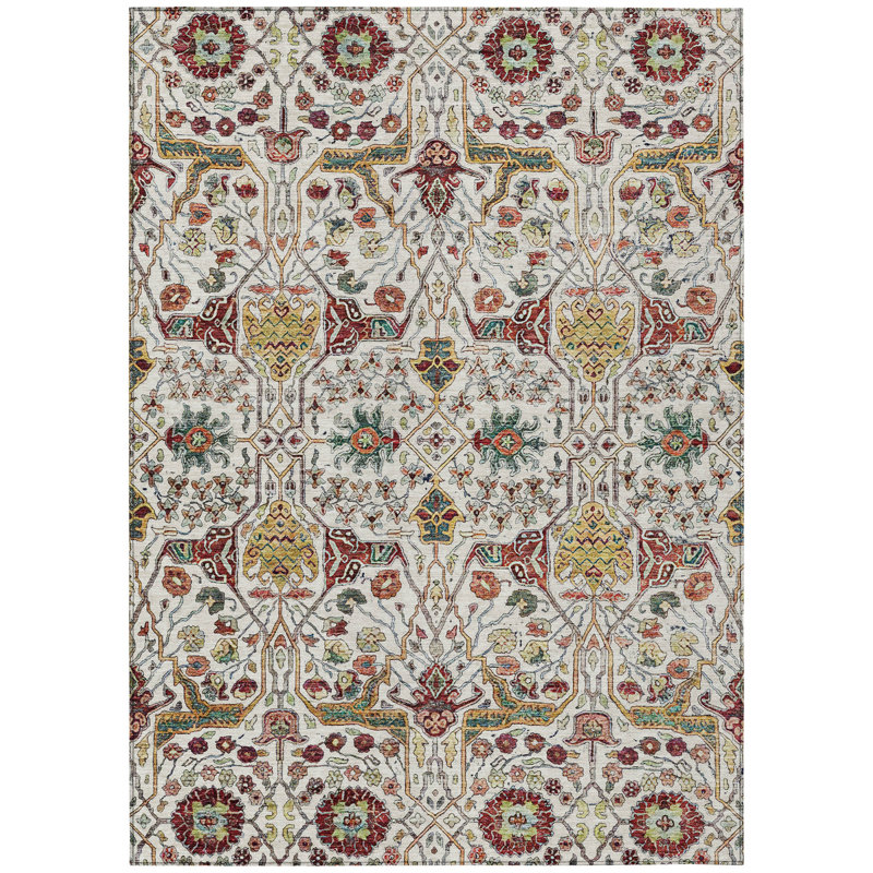 Leon Ivory Washable Indoor-Outdoor Rug - , 8' x 10'