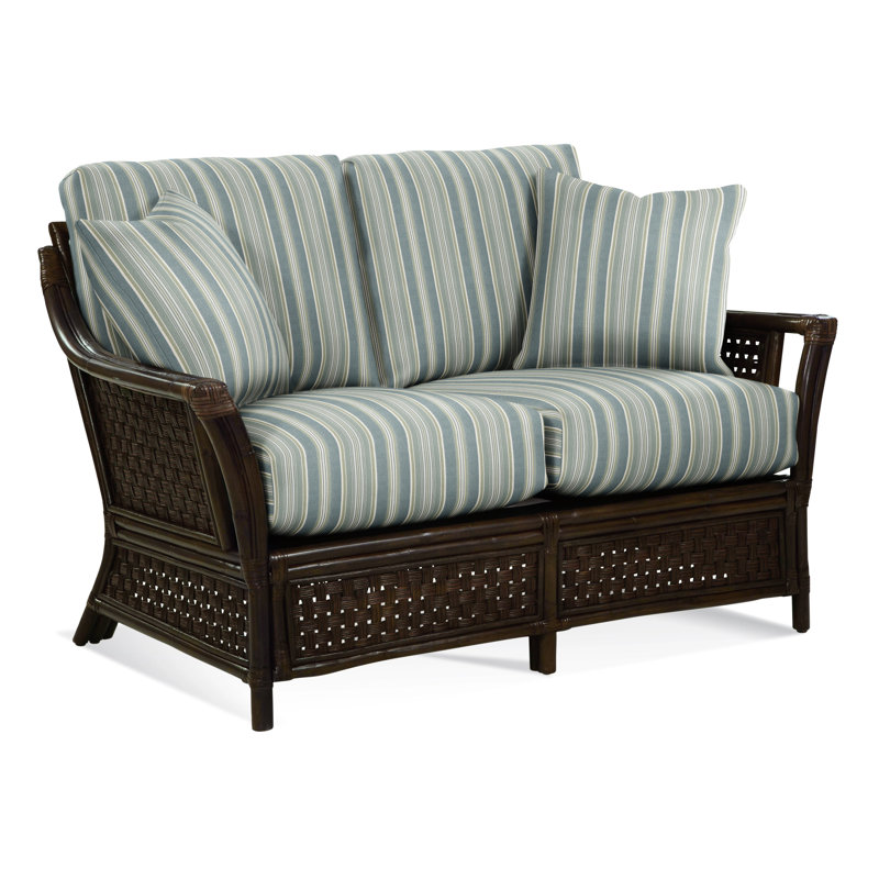 Boca 55'' Upholstered Loveseat, Green and Blue Stripe;, Truffle