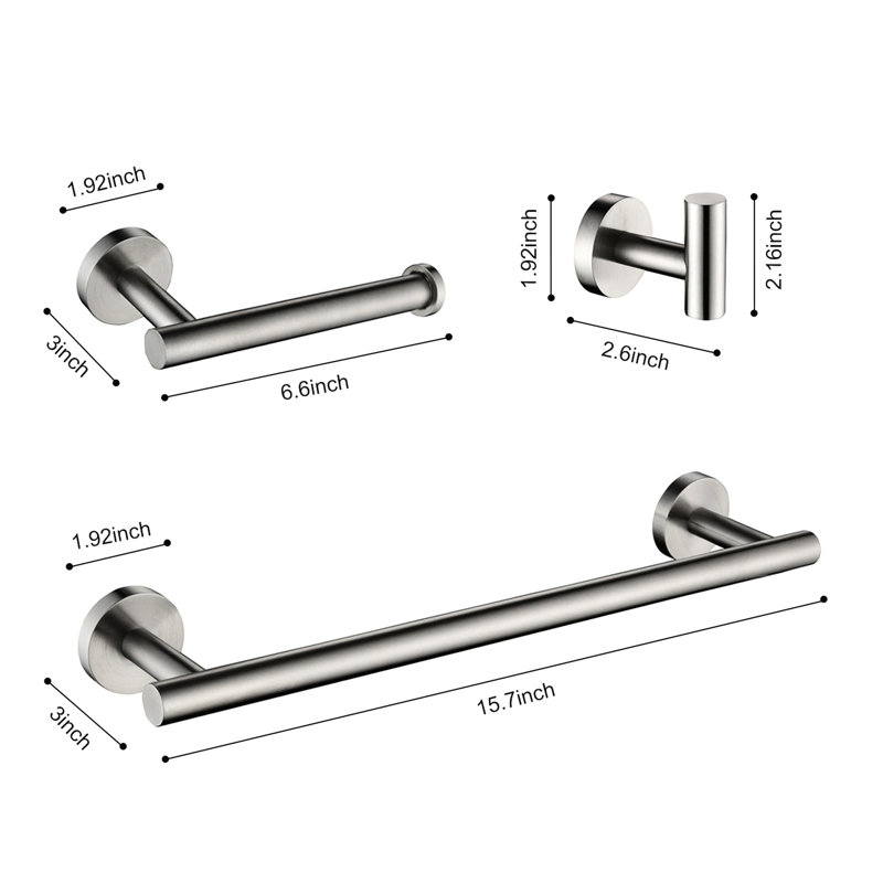 Quincaillerie de salle de bain en nickel brossé 3, acier inoxydable, décoration moderne, grattage, rouille, quincaillerie de tri facile à installer (3), conception, style d'installation simple