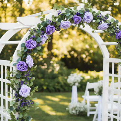 5.9 Ft Artificial Garland - Artificial Roses And Baby's Breath Garland, For Weddings, Parties, Arches, Tables, And Wall Decor