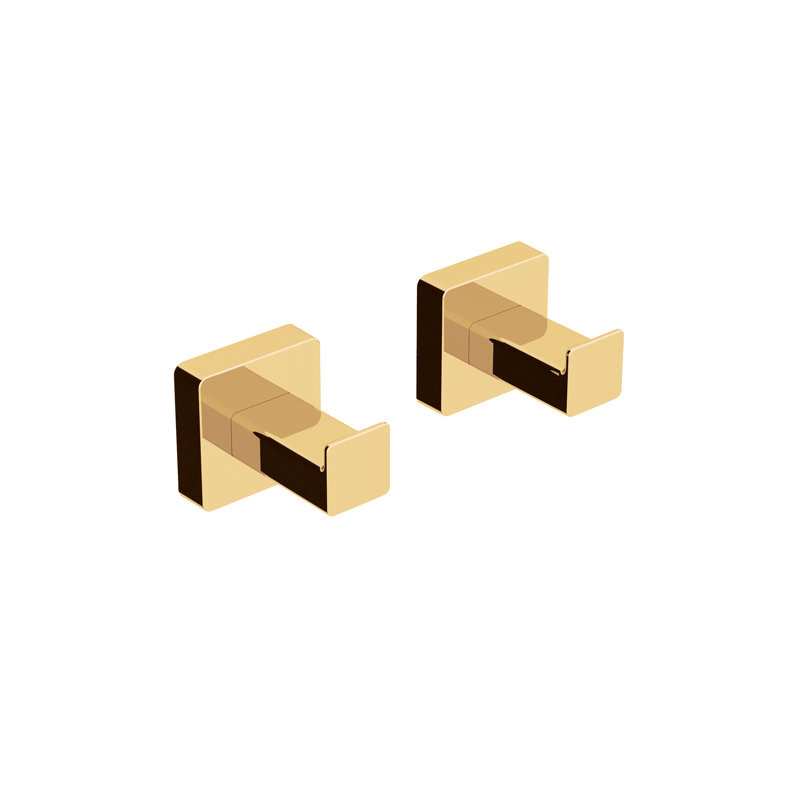 Dado Double Robe Hook, Polished Gold