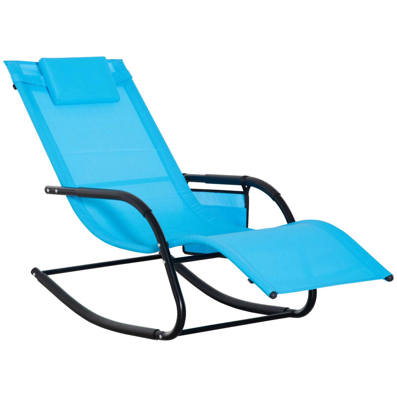 Daidre Outdoor Metal Chaise Lounge, Sky Blue