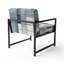 Blue Grey Line Art Abstract Geometrics I - Chaise rembourrée avec accoudoirs minimaliste, fauteuil d'appoint-112889426