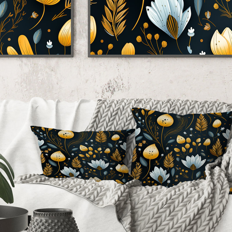 Coussin décoratif en polyester floral, H 16 po x l 16 po