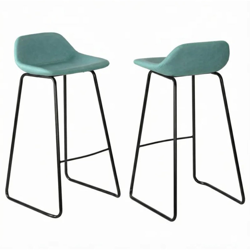 Elise 30" Barstool in Aqua Blue Faux Leather (Set of 2), Aqua Blue