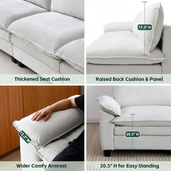 Latitude Run® Living Room Furniture Luxury Couch With Soft Chenille ...
