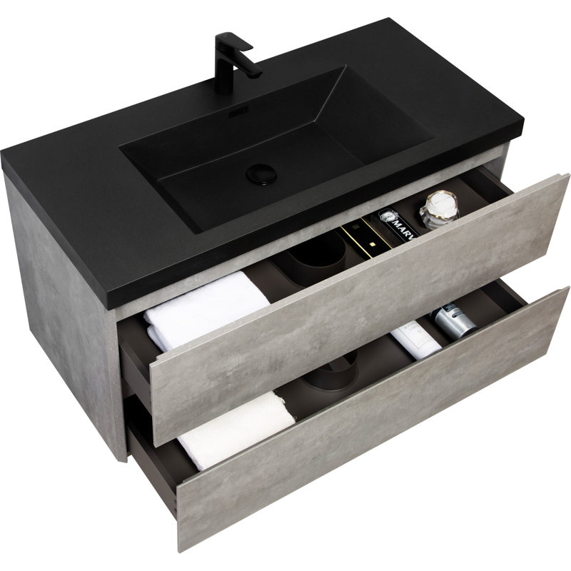42" Floating Bathroom Vanity With Sink Ceramic with Drawer,Bathroom Storage Cabinet