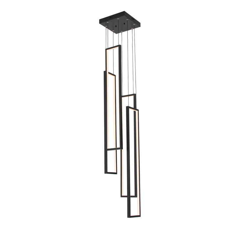 4 - Light Unique Chandelier LED Pendant for High Ceiling Staircase Hallway with Remote