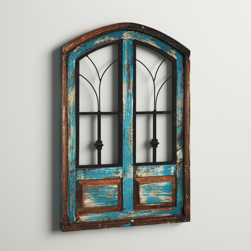 Handmade Traditional Buildings & Architecture Wall Decor, 36" H x 24" W x 1.5" D, Turquoise