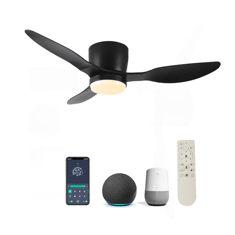 42" Smart Flush Mount Ceiling Fans With Lights Remote