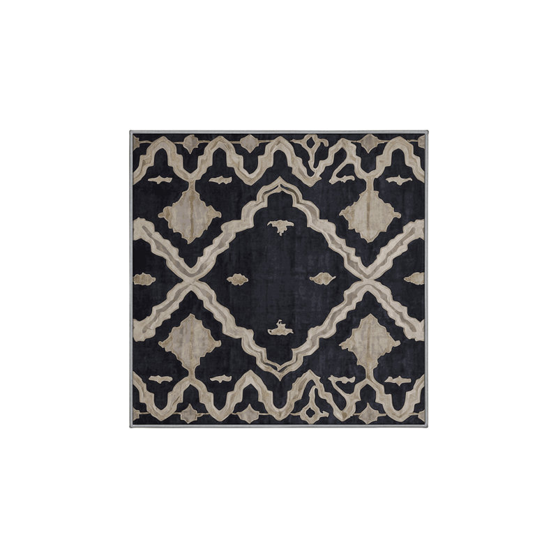 Machine Washable Gray Area Rug, Square 6'