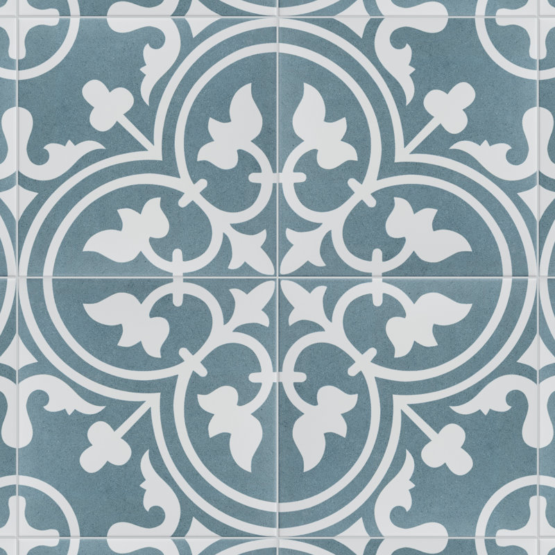Arte 10" x 10" Porcelain Encaustic Floor And Wall Tile, Sky