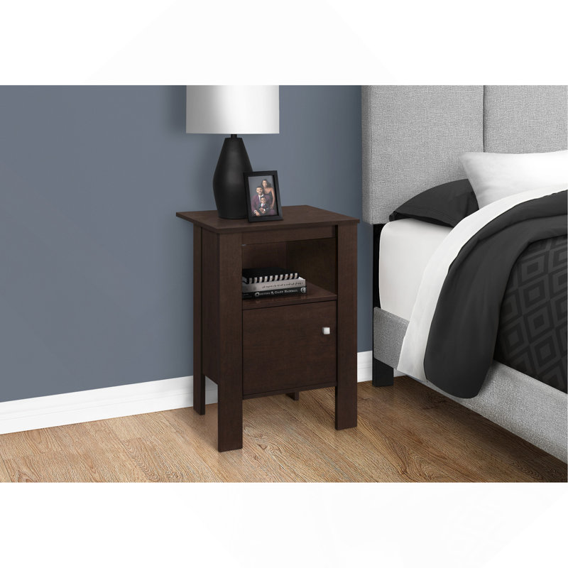 Table d'appoint, table d'appoint, table de bout, table de chevet, lampe, rangement, salon et chambre à coucher, stratifié brun, transitionnel