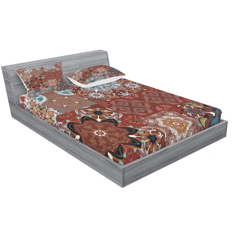 Microfiber Floral Sheet Set, Queen Sheet Set with Fitted Sheet