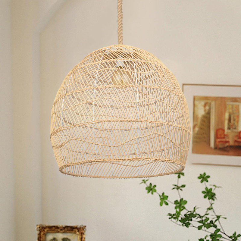 Raiford 1 - Light Natural Shaded Pendant, 19.69" H x 17.72" W x 17.72" D