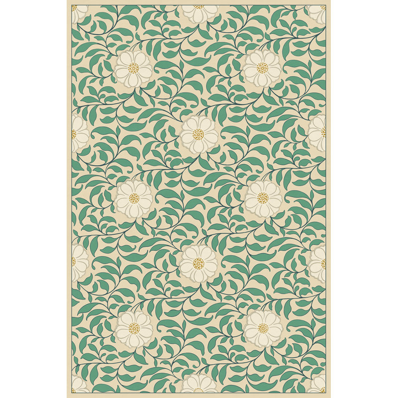 Hawarden Vinyl Floral Indoor Rug, Rectangle 4' x 6'