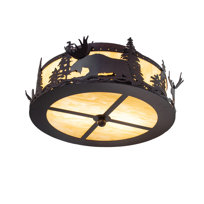 2 - Light Flush Mount, Distressed Rust
