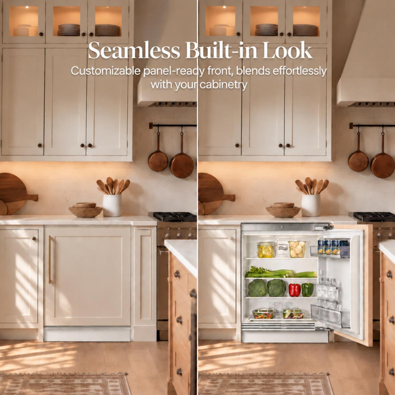 24-inW 4.77 cu ft Panel Ready Built-In Undercounter Refrigerator with Adjustable Shelves
