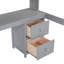 Lit mezzanine double en bois gris avec bureau, station de rangement et station de chargement, tiroirs-332391103