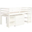 Lit mezzanine simple blanc avec armoire et bureau à roulettes bas mobile - blanc, coffre-fort-114422702