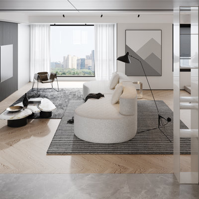 Canapé modulaire incurvé modulaire en chenille de 118 po, 2 pièces 4 places à assise profonde avec coussins - blanc