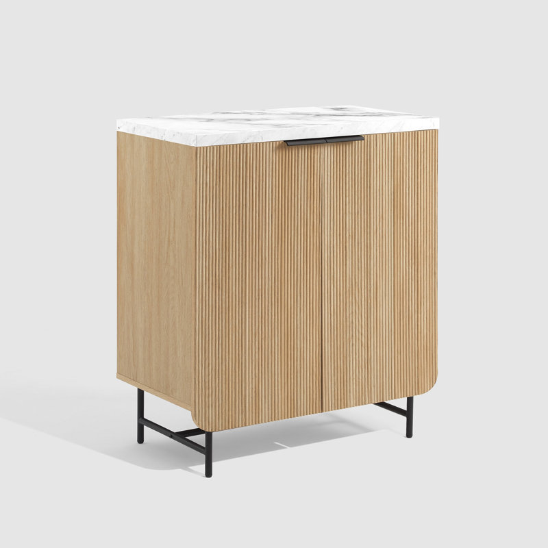 Jhasmin 2 -Door Rectangle Accent Cabinet, Oak/Black