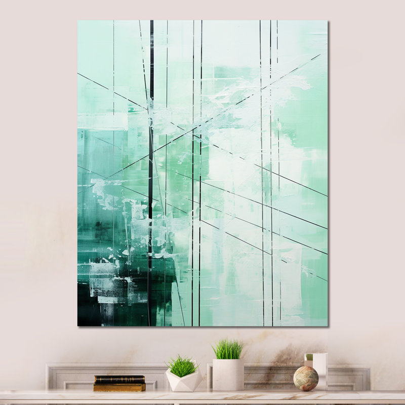 " Power Lines Mint Matrix I ", 32" H x 24" W x 1" D