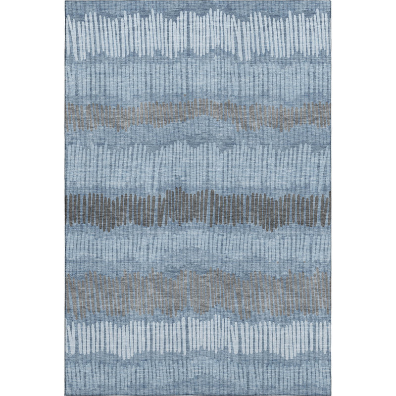 Premium Machine Washable Prisco Blue Rug, Rectangle 9' x 12'