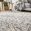 Floral Light Grey Washable/Stain Guarded Area Rug -1620391187