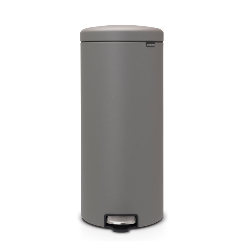 NewIcon Pedal Step On Trash Can, Grey/Brown/Blue, 30 L